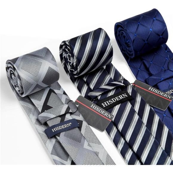 Mens Ties and Pocket Square Set Business Elegant Ties for Men Classic - Picture 4 of 6